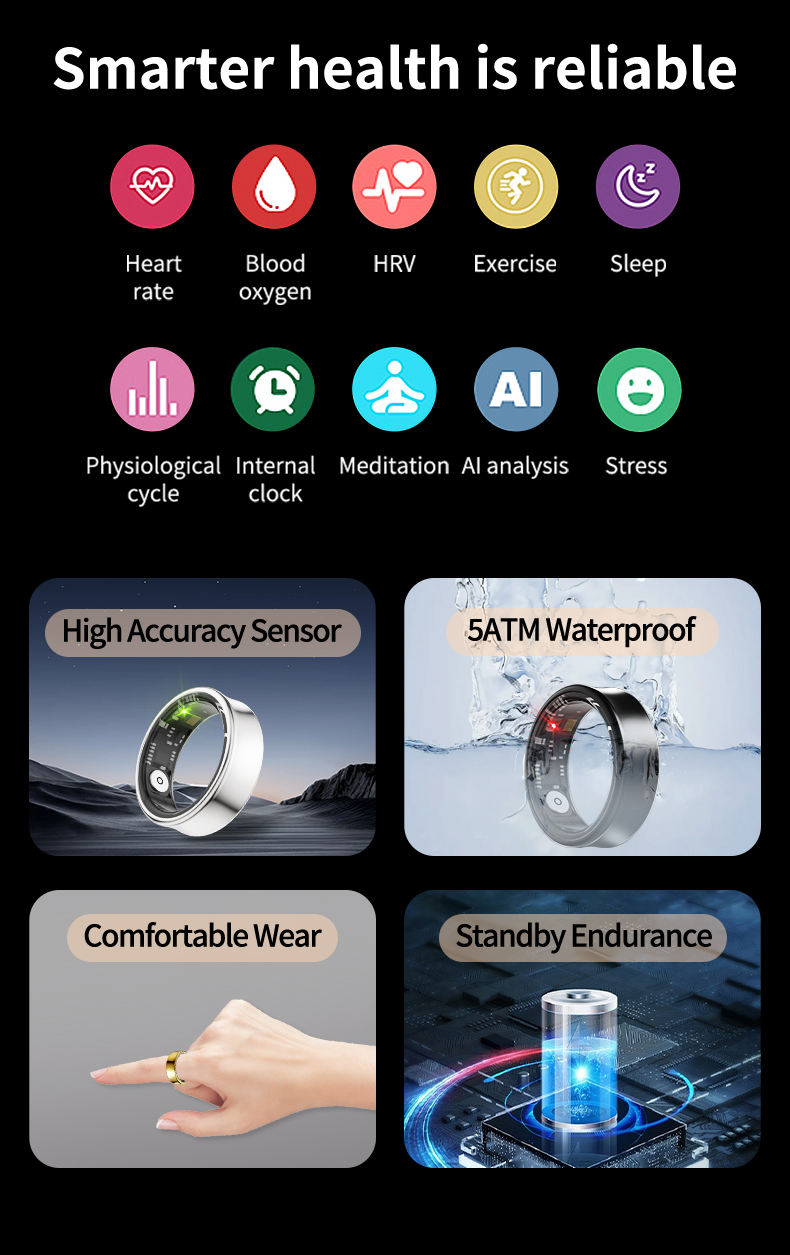 ELYSINE AI Smart Ring - Health & Sleep Tracker Apple Health Sync